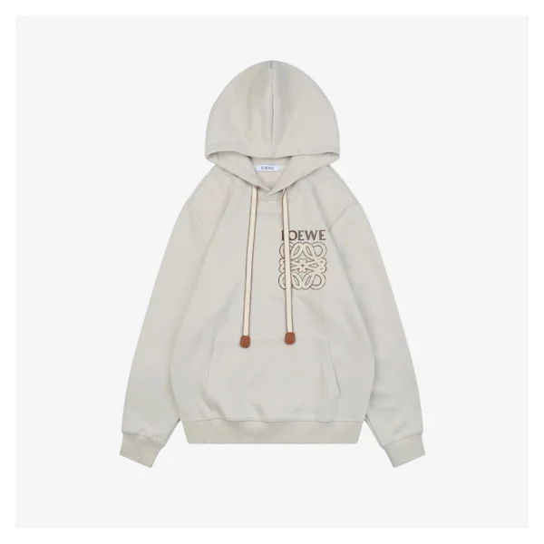 L Anagram Silicone & Towel Embroidered Hoodie White Front view