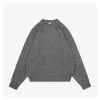 L Cable-Knit Wool Blend Leather Patch Sweater