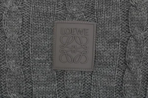 L Cable-Knit Wool Blend Leather Patch Sweater Brand label