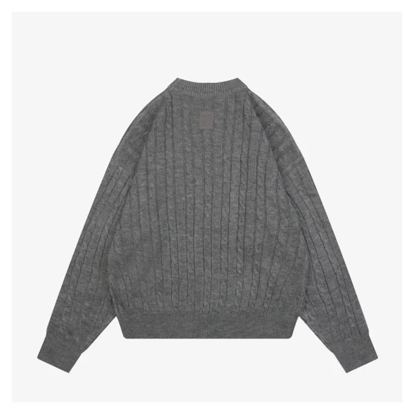 L Cable-Knit Wool Blend Leather Patch Sweater Back view