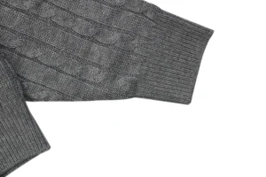 L Cable-Knit Wool Blend Leather Patch Sweater Cuff