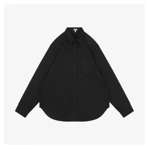 L Embroidered Anagram Logo Pocket Shirt Black Front view