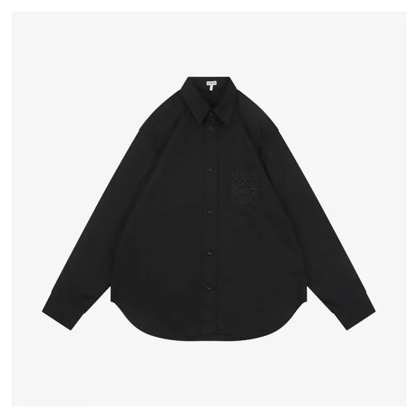 L Embroidered Anagram Logo Pocket Shirt Black Front view