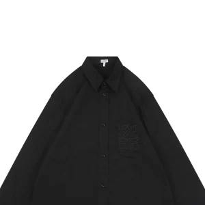 L Embroidered Anagram Logo Pocket Shirt Black