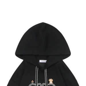 L Guinea Pig Puzzle Logo Embroidered Hoodie Black