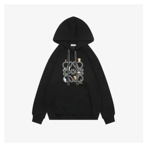 L Guinea Pig Puzzle Logo Embroidered Hoodie Black Front view