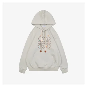 L Guinea Pig Puzzle Logo Embroidered Hoodie Beige Front view