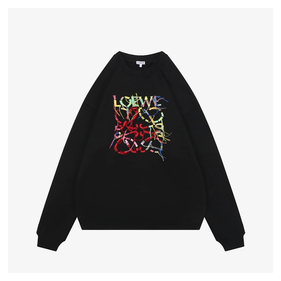 L Rope Logo Embroidered Sweatshirt Black Front view