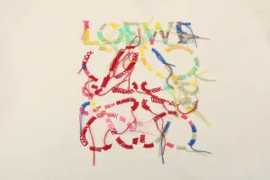 L Rope Logo Embroidered Sweatshirt Beige Front Brand Print