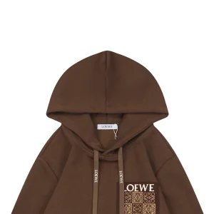 Loewe Anagram Grid Rubber Print Hoodie Brown