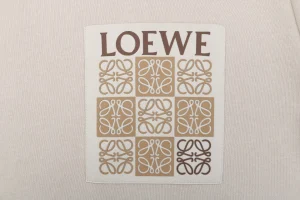 Loewe Anagram Grid Rubber Print Hoodie White Front Brand Print