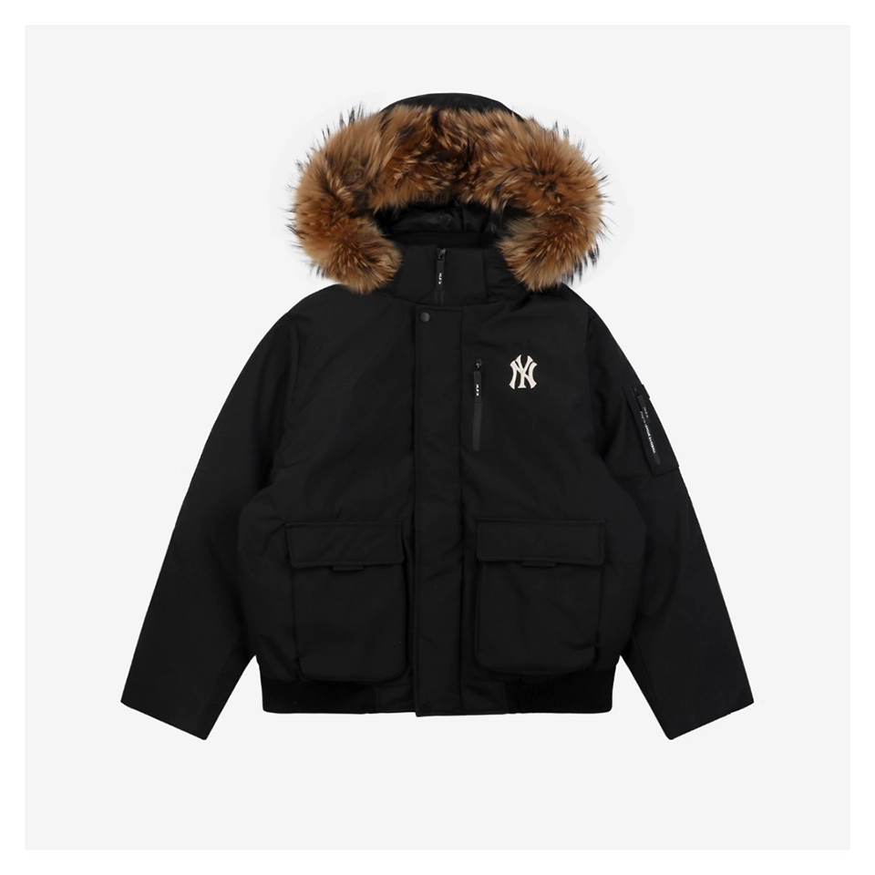 MLB 3rd-Generation Utility Short Down Jacket with Fur Hood Black Front view
