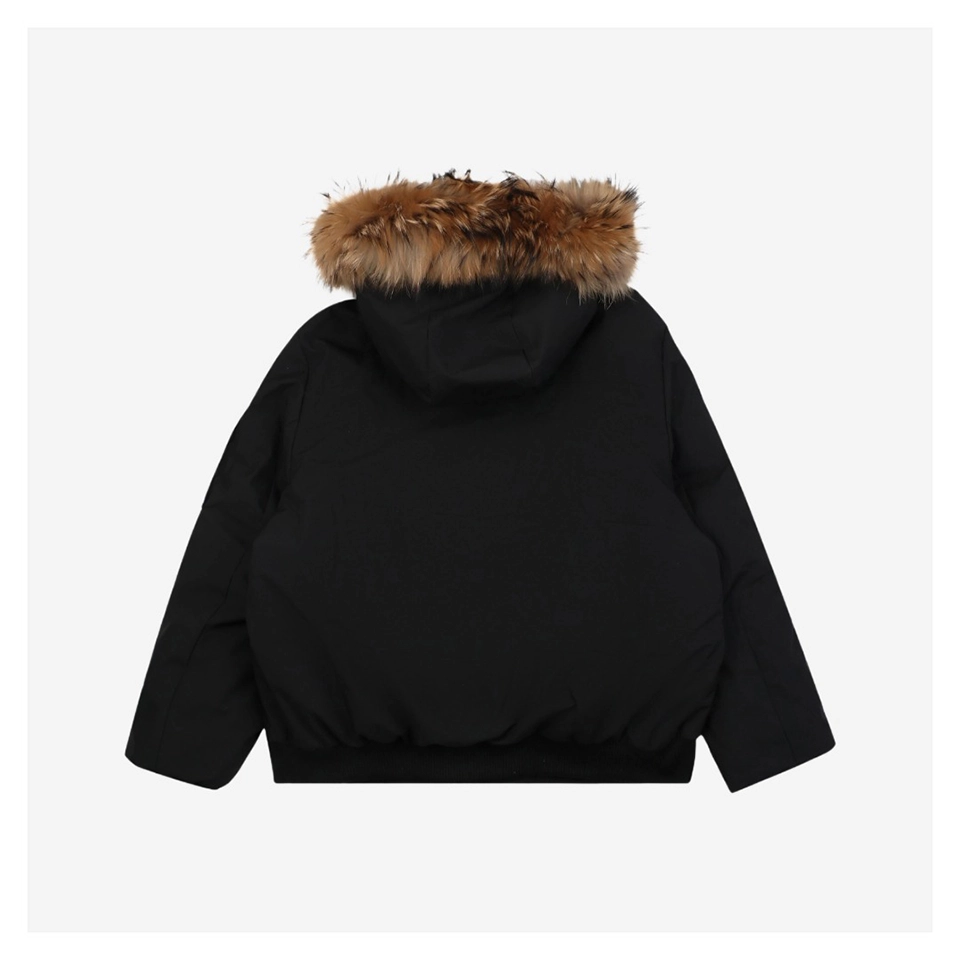 MLB 3rd-Generation Utility Short Down Jacket with Fur Hood Black Back view