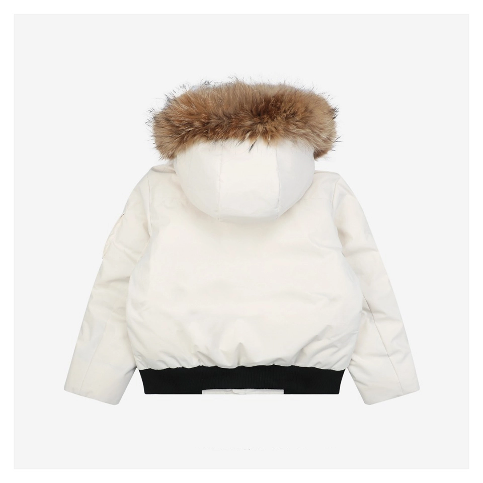 MLB 3rd-Generation Utility Short Down Jacket with Fur Hood White Back view