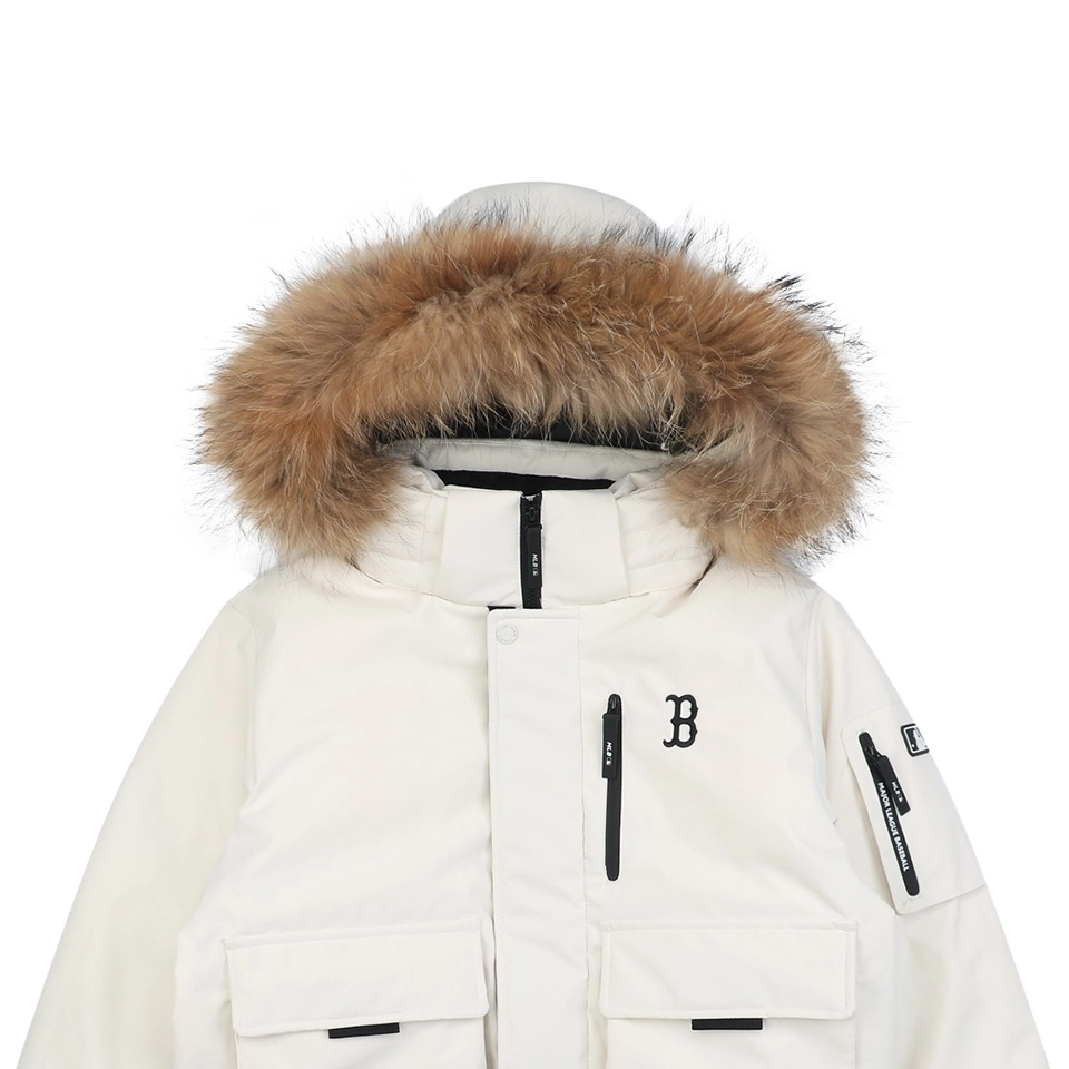MLB 3rd-Generation Utility Short Down Jacket with Fur Hood White