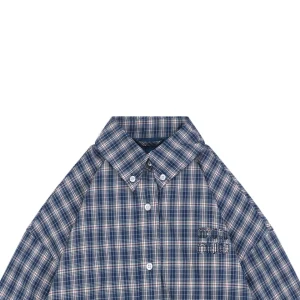 MM Blue Check Embroidered Logo Jacket