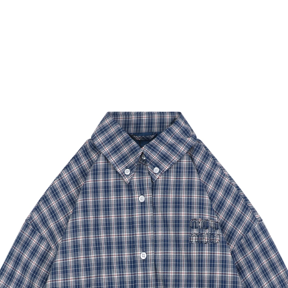 MM Blue Check Embroidered Logo Jacket