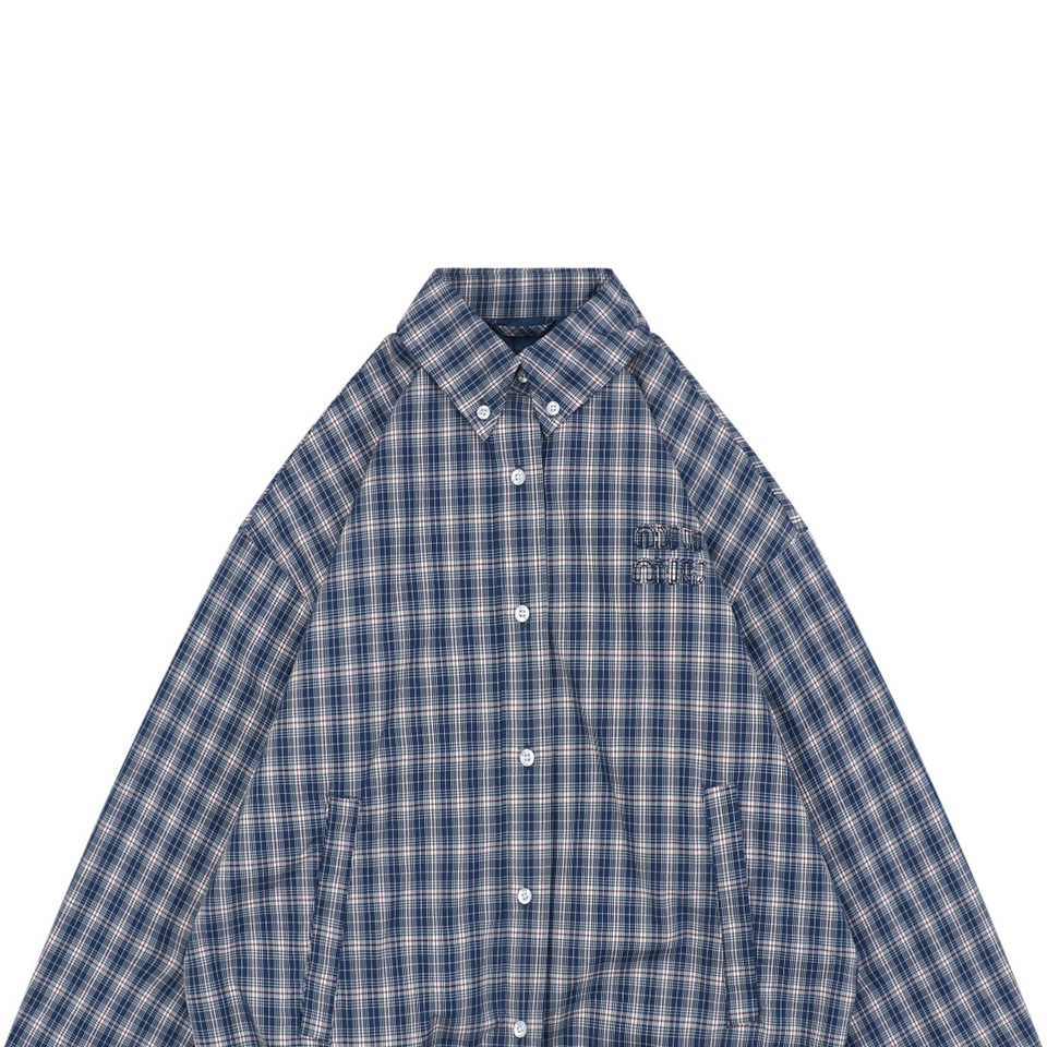 MM Blue Check Embroidered Logo Jacket