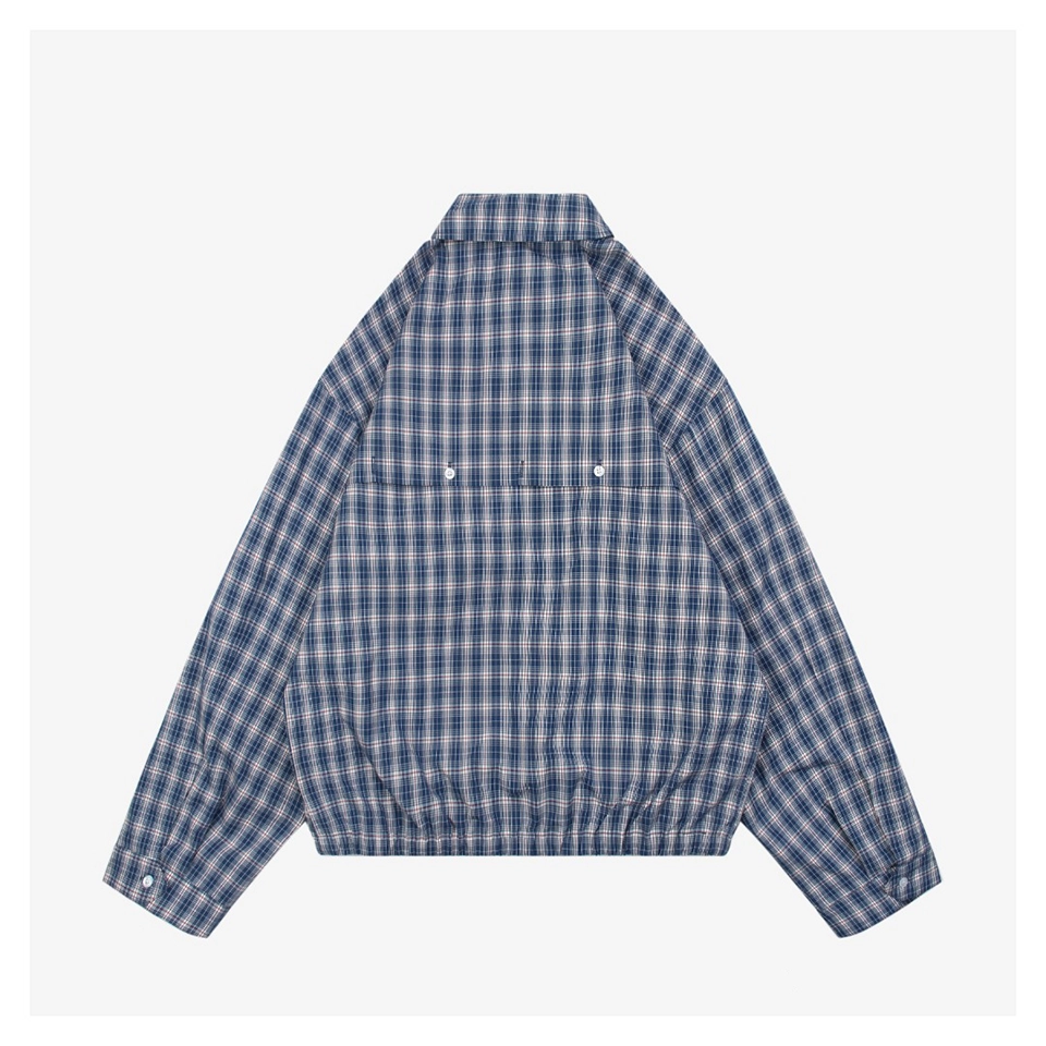 MM Blue Check Embroidered Logo Jacket Back view