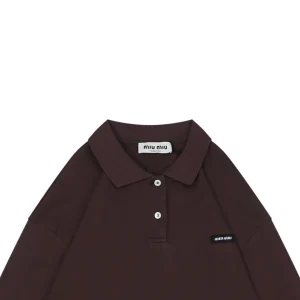 MM Brown Striped Long-Sleeve Polo Shirt