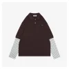 MM Brown Striped Long-Sleeve Polo Shirt