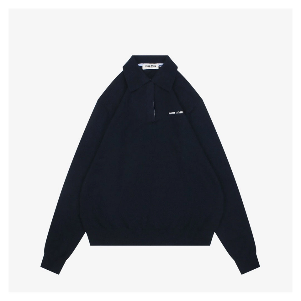 MM Cashmere Blend Logo Polo Knit