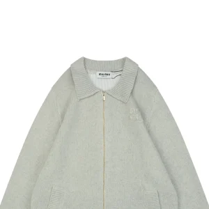 MM Heather Grey Wool-Blend Knit Zip Jacket