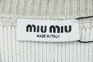 MM Heather Grey Wool-Blend Knit Zip Jacket Brand label