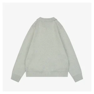 MM Heather Grey Wool-Blend Knit Zip Jacket Back view