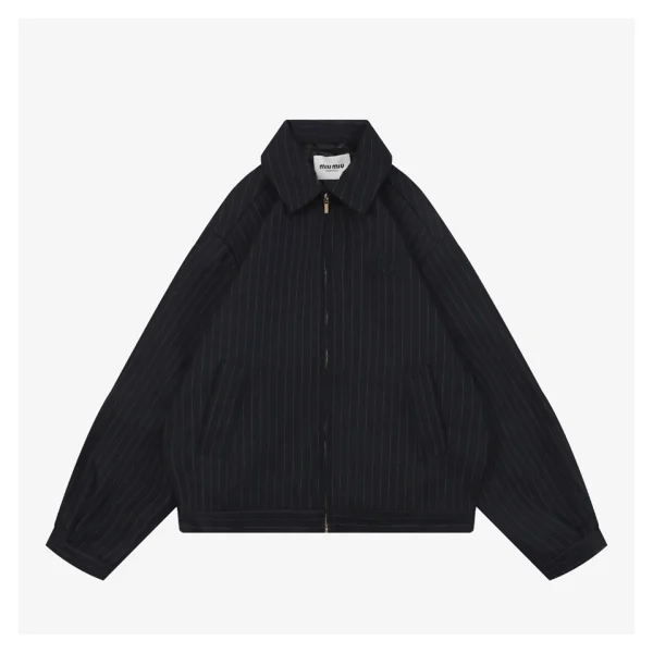 MM Pinstripe Logo Embroidered Zip Jacket