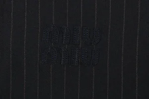 MM Pinstripe Logo Embroidered Zip Jacket