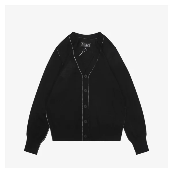 Maison Margiela Contrast Stitch V-Neck Cardigan Front view