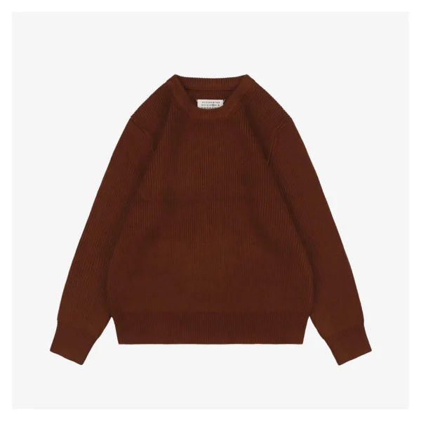 Maison Margiela Four-Stitches Rib-Knit Crewneck Sweater Red Front view