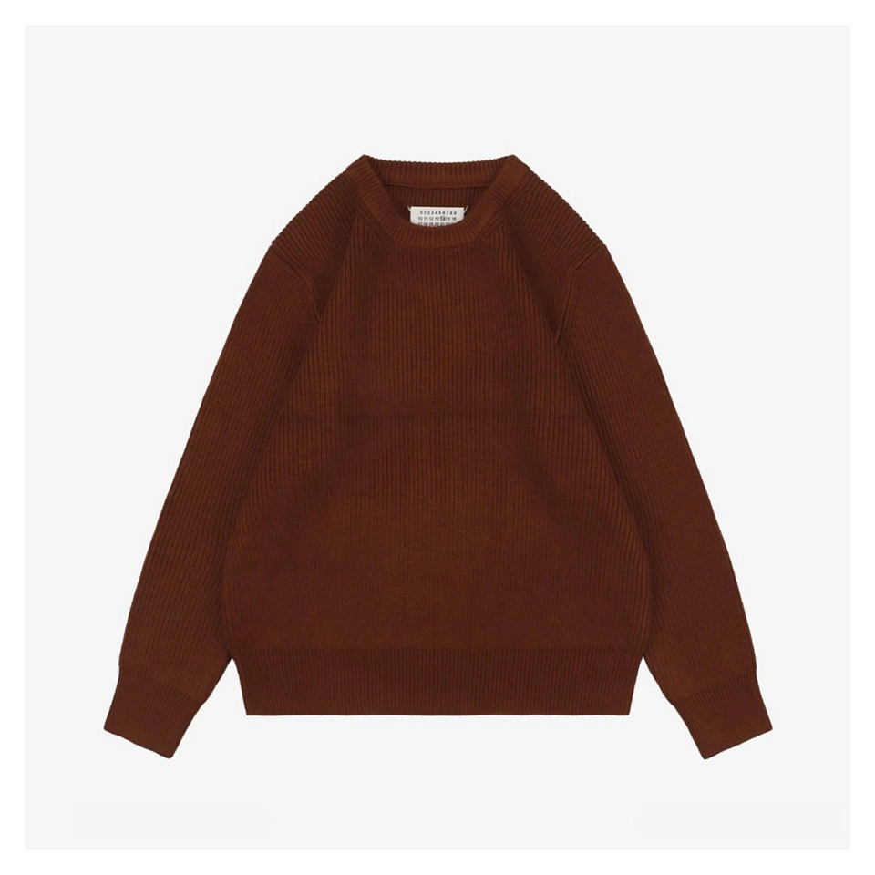 Maison Margiela Four-Stitches Rib-Knit Crewneck Sweater Red Front view