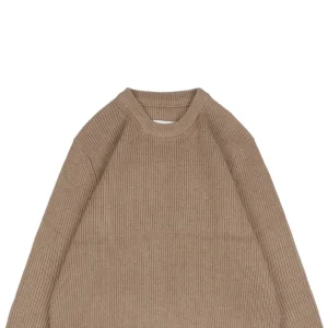 Maison Margiela Four-Stitches Rib-Knit Crewneck Sweater Khaki