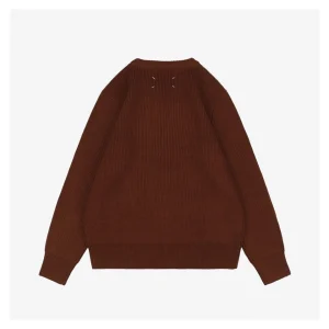 Maison Margiela Four-Stitches Rib-Knit Crewneck Sweater Red Back view