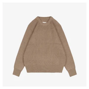 Maison Margiela Four-Stitches Rib-Knit Crewneck Sweater Khaki Front view