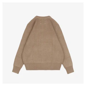 Maison Margiela Four-Stitches Rib-Knit Crewneck Sweater Khaki Back view