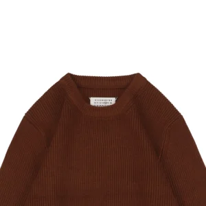 Maison Margiela Four-Stitches Rib-Knit Crewneck Sweater Red