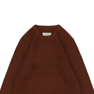 Maison Margiela Four-Stitches Rib-Knit Crewneck Sweater Red