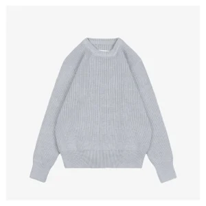 Maison Margiela Four-Stitches Solid Knit Crewneck Sweater Grey