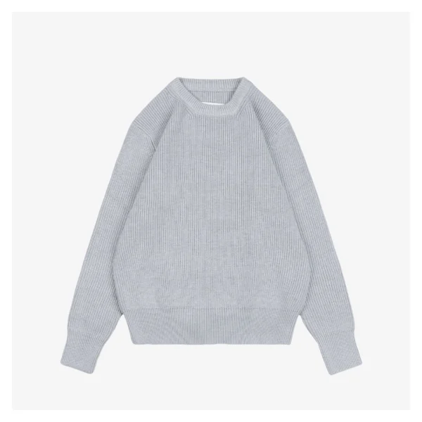 Maison Margiela Four-Stitches Solid Knit Crewneck Sweater Grey