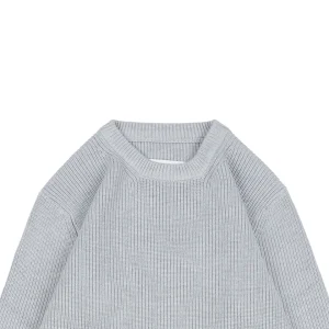 Maison Margiela Four-Stitches Solid Knit Crewneck Sweater Grey