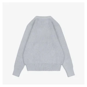 Maison Margiela Four-Stitches Solid Knit Crewneck Sweater Grey Back view