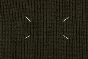 Maison Margiela Four-Stitches Solid Knit Crewneck Sweater Olive Back detail