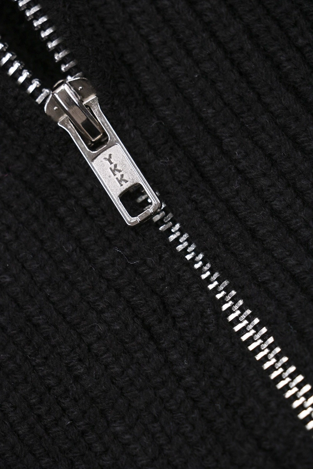 Maison Margiela N°54 Heavyweight Ribbed Zip-Up Cardigan with Signature Four-Stitches (Grey/Black)