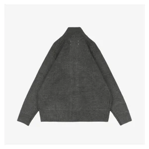 Maison Margiela N°54 Heavyweight Ribbed Zip-Up Cardigan with Signature Four-Stitches Grey Back view