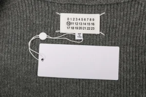 Maison Margiela N°54 Heavyweight Ribbed Zip-Up Cardigan with Signature Four-Stitches Grey Brand label