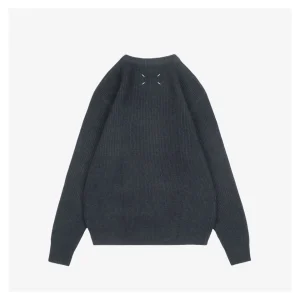 Maison Margiela Signature Four-Stitches Knit Sweater Dark Grey Back view