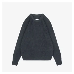 Maison Margiela Signature Four-Stitches Knit Sweater Dark Grey Front view